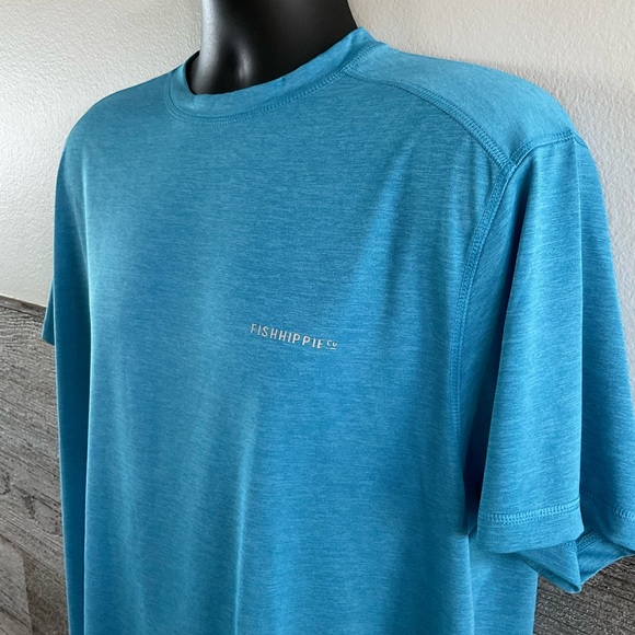 Fish Hippie Co. Blue  performance casual shirt Size Large (F1) - Picture 2 of 9